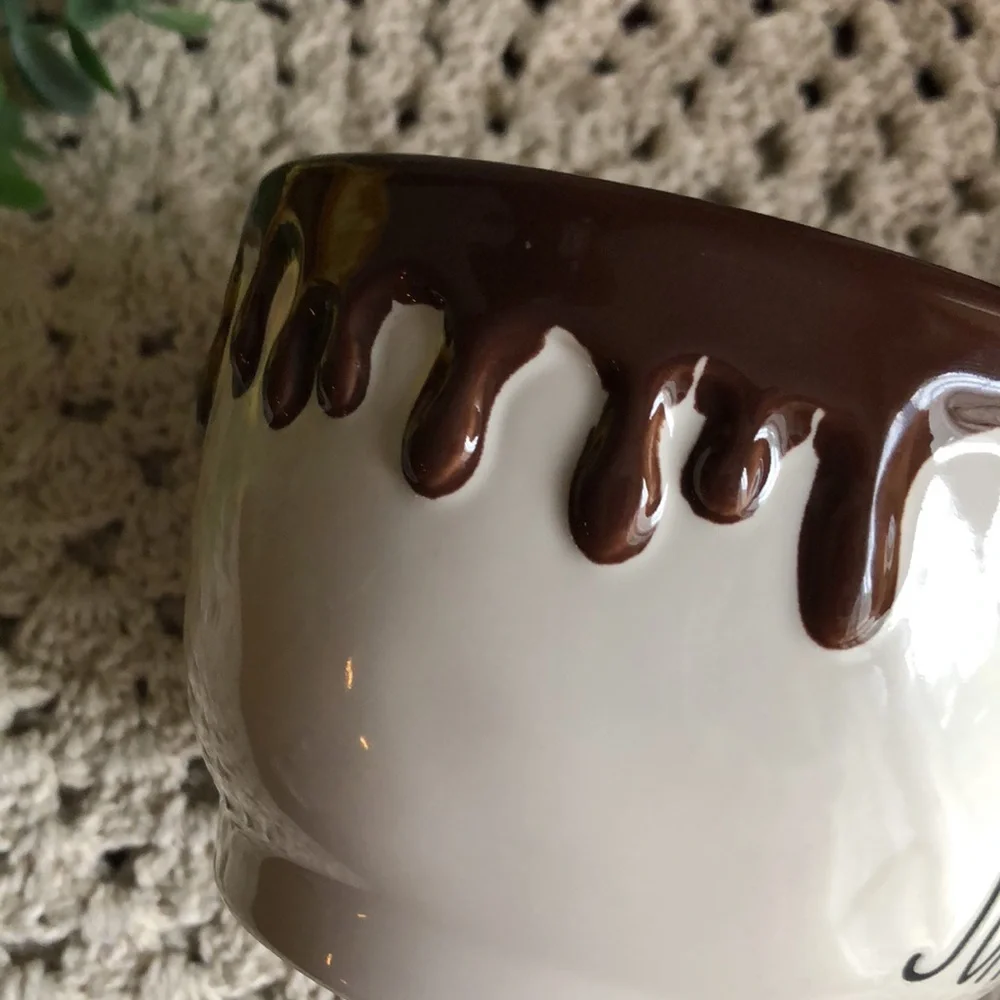 Rae Dunn SUNDAE Dessert Bowl with Brown Drip